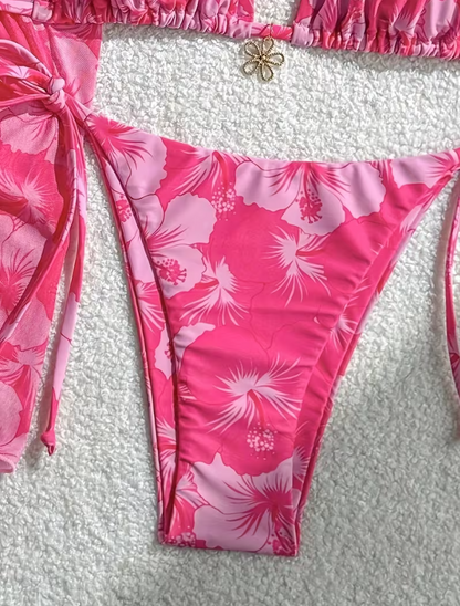 Pink Tropicana Bikini & Sarong Set