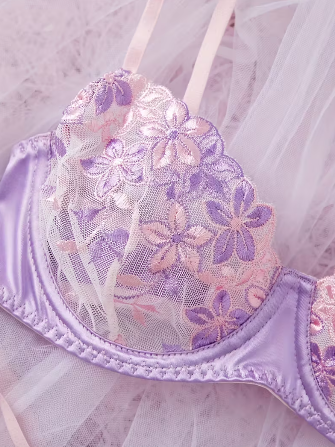 Blush Orchid Embroidered Lingerie Set