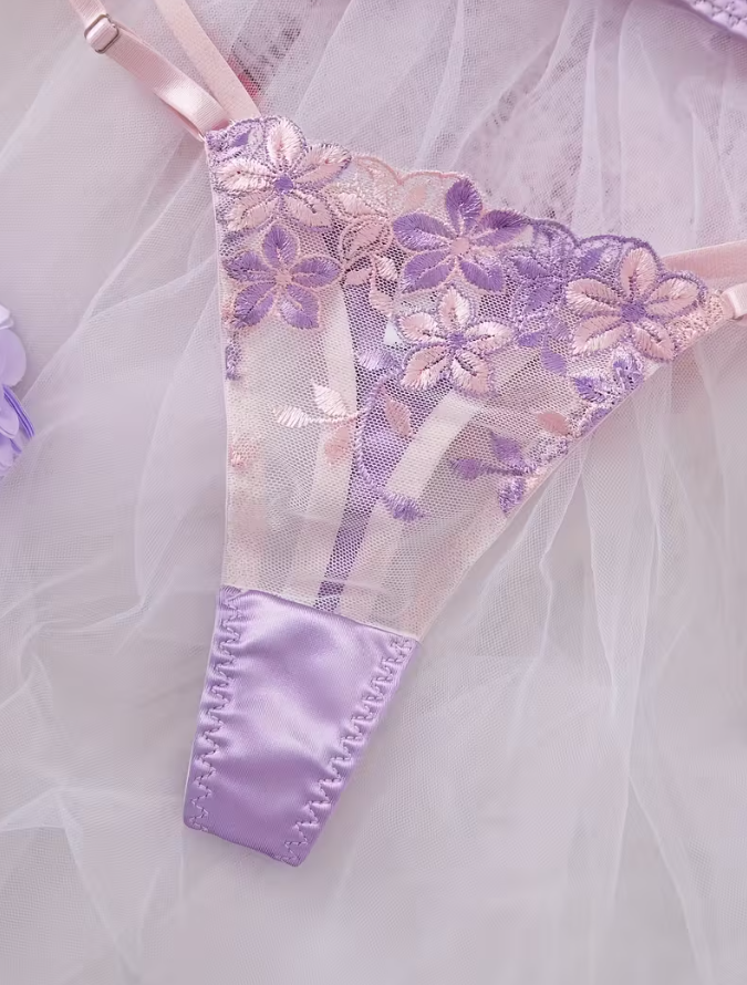 Blush Orchid Embroidered Lingerie Set