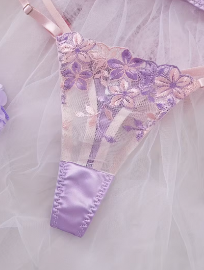 Blush Orchid Embroidered Lingerie Set