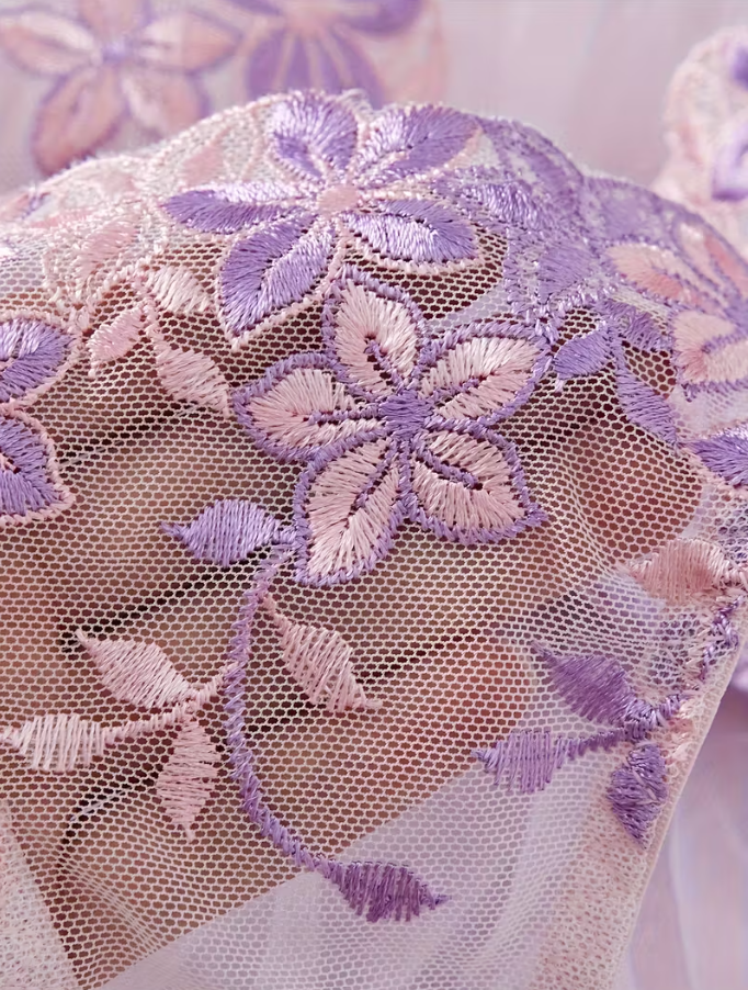 Blush Orchid Embroidered Lingerie Set