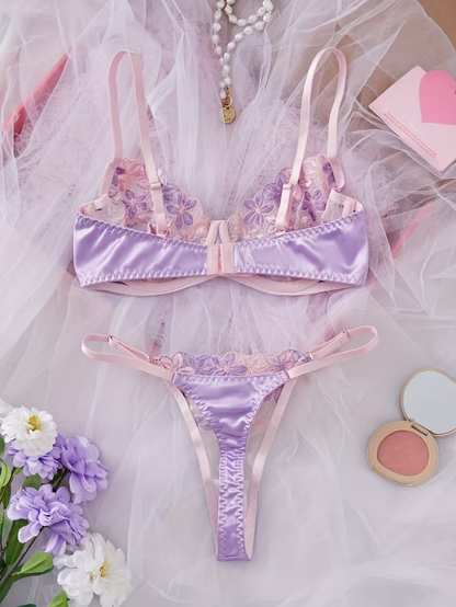 Blush Orchid Embroidered Lingerie Set