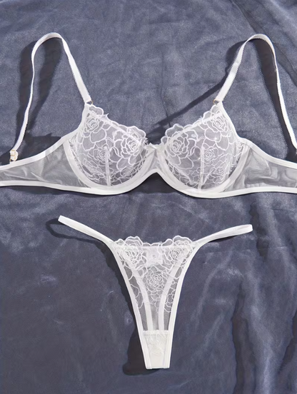 Ivory Bloom Embroidered Lingerie Set