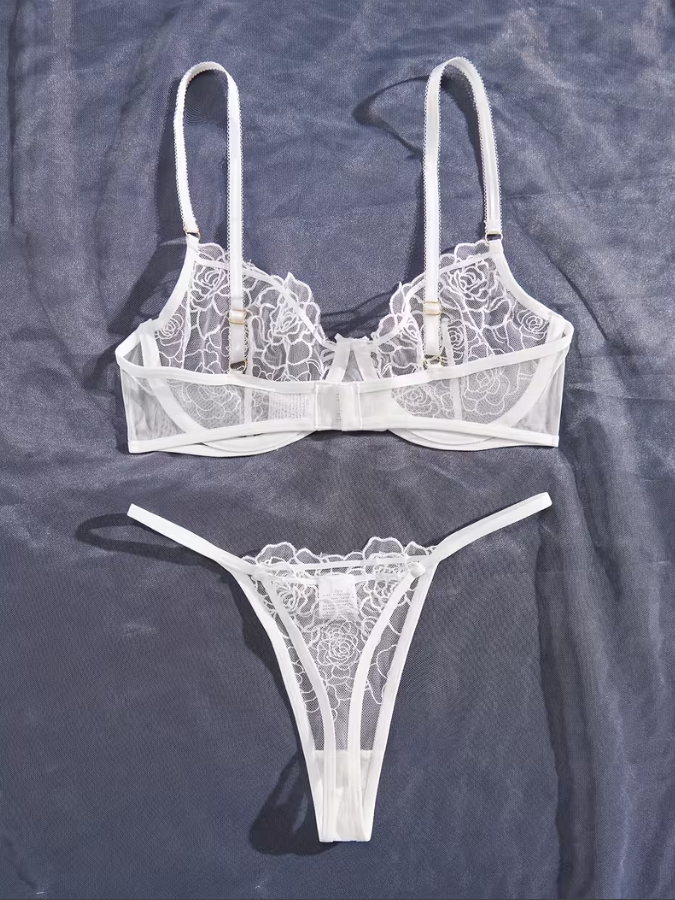 Ivory Bloom Embroidered Lingerie Set