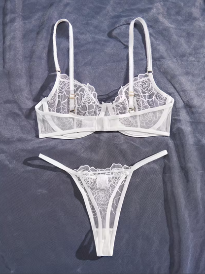 Ivory Bloom Embroidered Lingerie Set