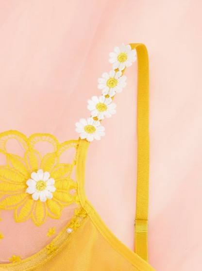 Sunshine Daisy Embroidered Lingerie Set | Sexy Floral Intimates